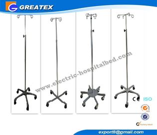 Adjustable Stainless Steel Hospital Mobile IV Pole Stand / IV Drip Pole