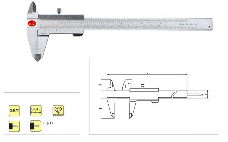0 mm – 200 mm Four-ways Stainless Steel Caliper With Metric and Inch Scales